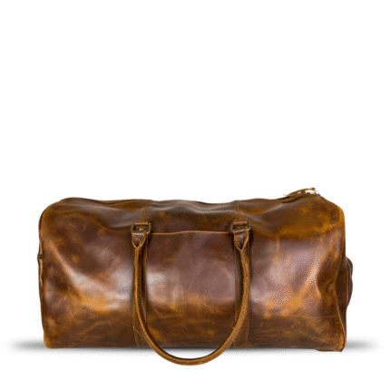 Premium Leather Duffle - Saddle Brown